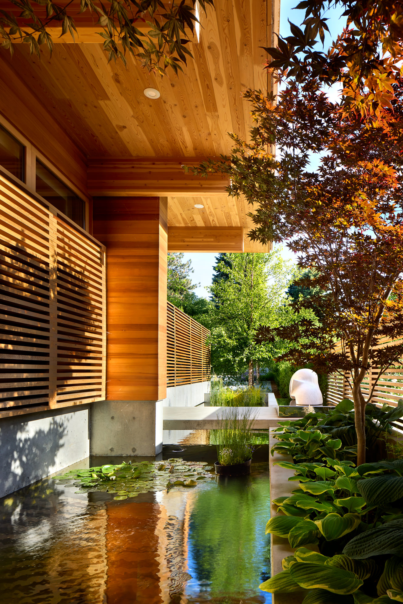 Water Feature And Landscaping Of Modern Residence