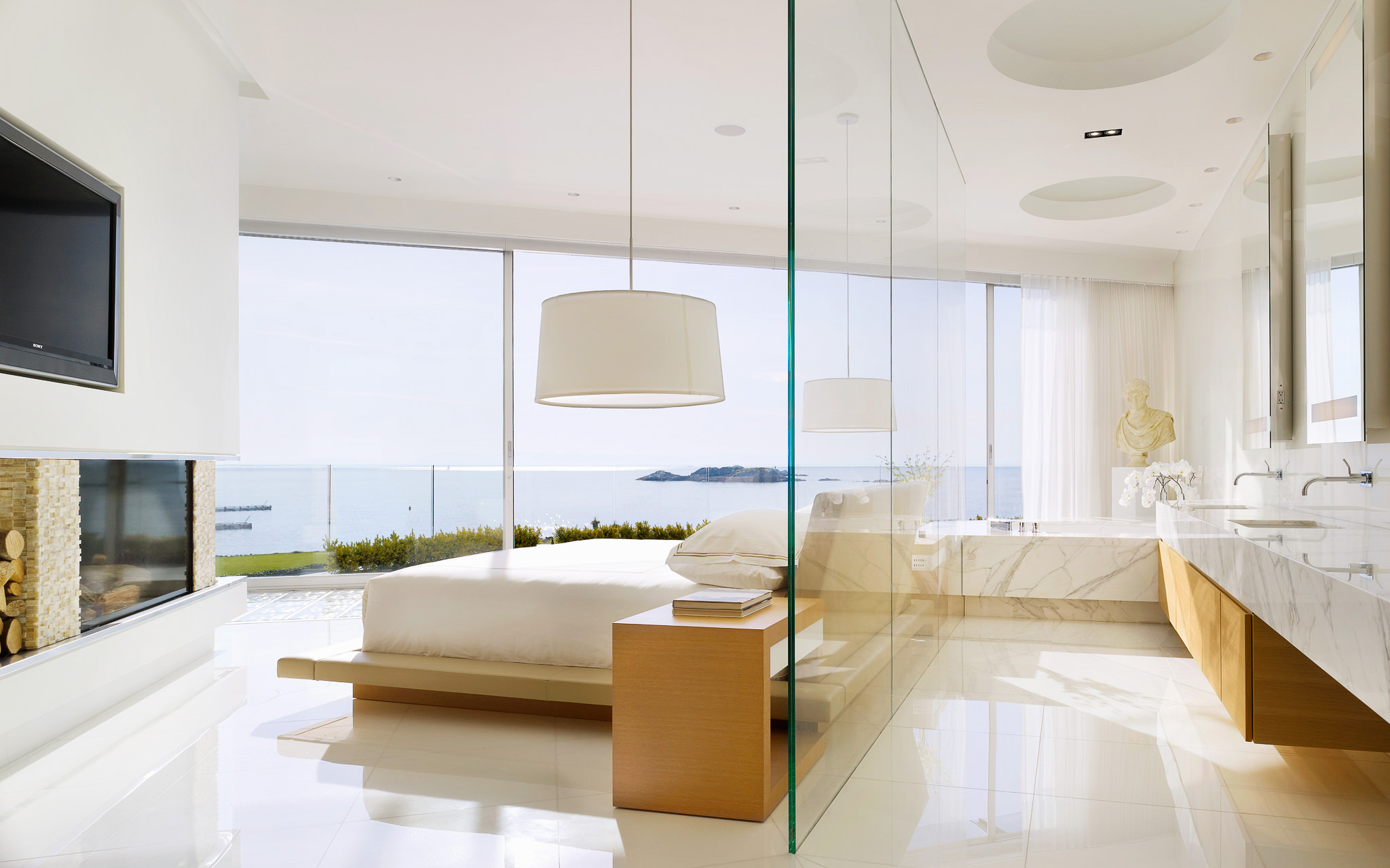 Sunny Modern Master Bedroom With Ocean View